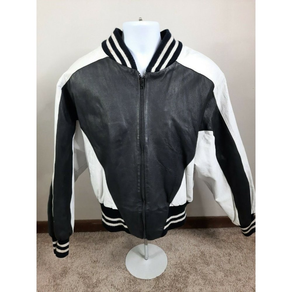 Wilsons Leather Black and White Bomber Jacket